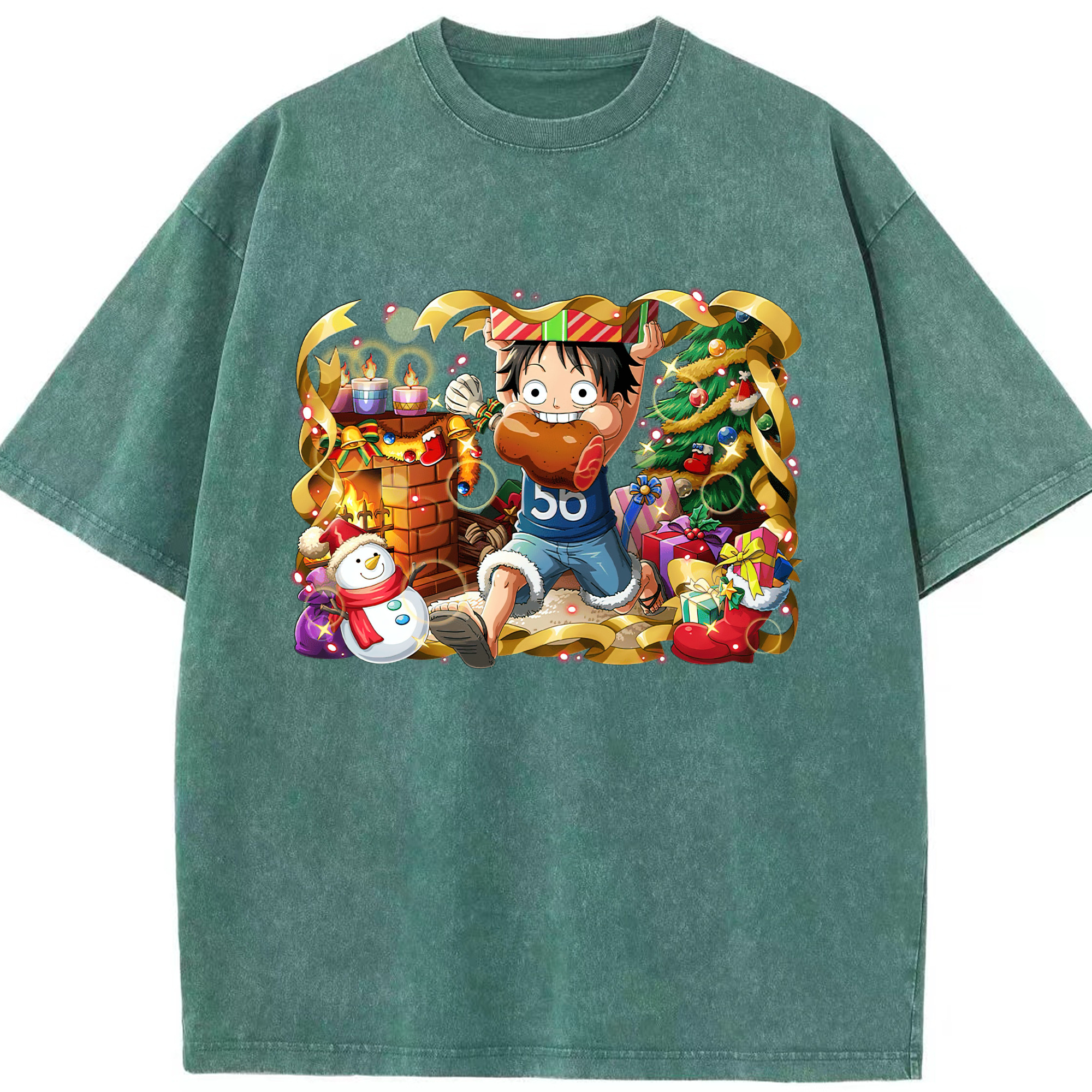 ワンピース モンキー・D・ルフィ ONE PIECE Monkey D. Luffy 綿100% ヴィンテージ風 半袖Tシャツ（フロントプリント）